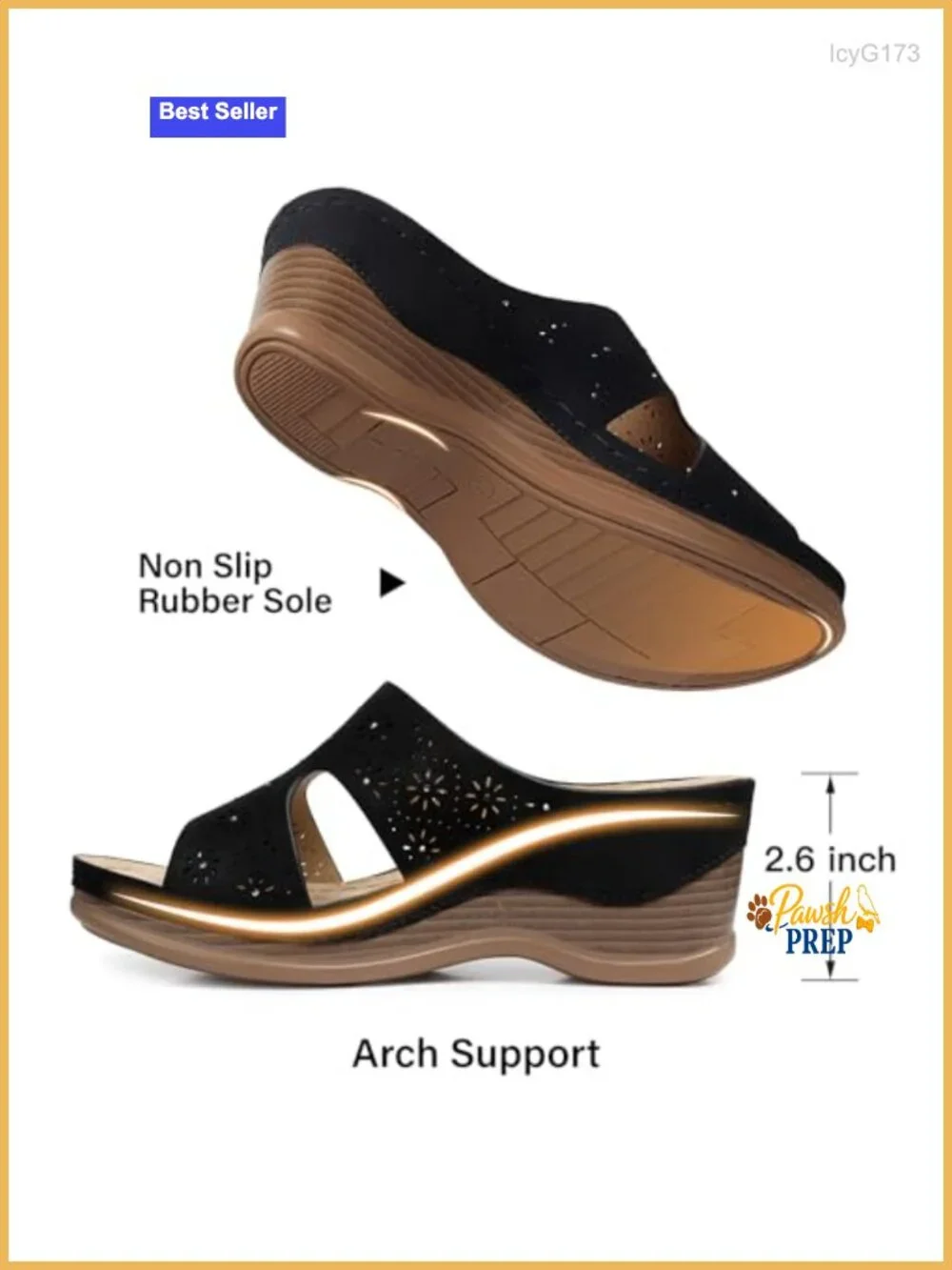 Soft PU Leather Wedge Sandals with Arch Support Slip On